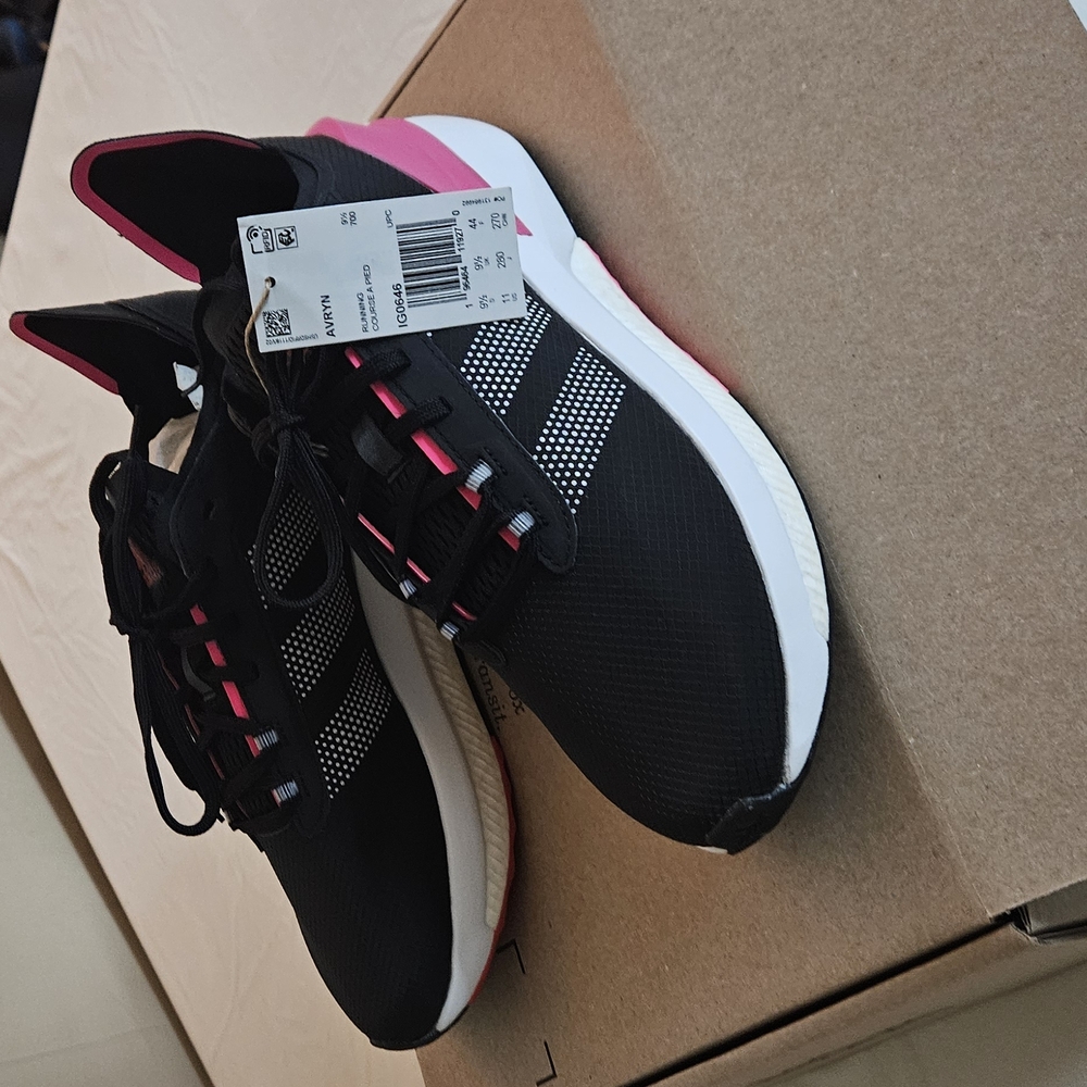 Adidas Black and Pink Athletic Shoes with Sporty Silhouette
